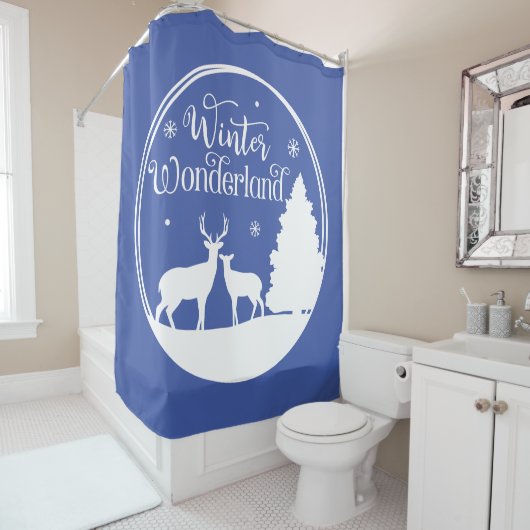 Winter Wonderland Winterlandschaft mit Hirsch Duschvorhang (Beispiel)