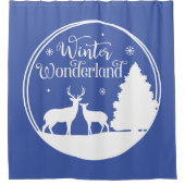 Winter Wonderland Winterlandschaft mit Hirsch Duschvorhang (Vorderseite)