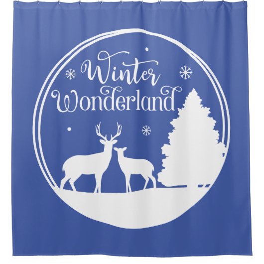 Winter Wonderland Winterlandschaft mit Hirsch Duschvorhang (Vorderseite)