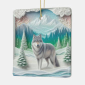 Winter Wonderland Wolf Personalisiertes Weihnachte Keramikornament (Links)
