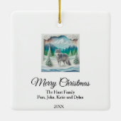 Winter Wonderland Wolf Personalisiertes Weihnachte Keramikornament (Rückseite)