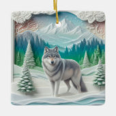 Winter Wonderland Wolf Personalisiertes Weihnachte Keramikornament (Vorderseite)