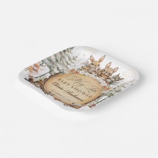 Winter Wonderland Woodland Animals Kinderdusche Pappteller (Gewinkelt)