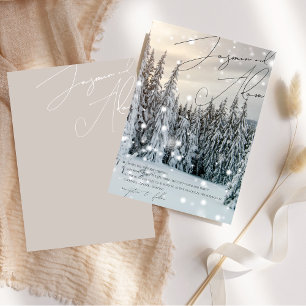 Winter Wonderland Woodland Schnee-Script-Hochzeit Einladung