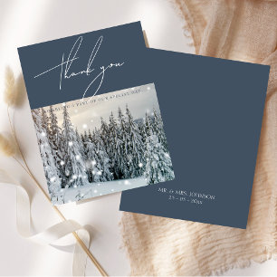 Winter Wonderland Woodland Snow Script Hochzeit Dankeskarte