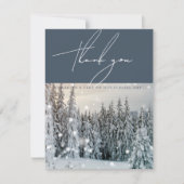 Winter Wonderland Woodland Snow Script Hochzeit Dankeskarte (Vorderseite)