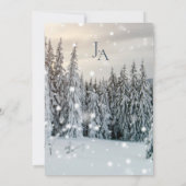 Winter Wonderland Woodland Snow Script Hochzeit Einladung (Rückseite)