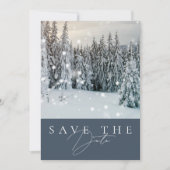 Winter Wonderland Woodland Snow Script Hochzeit Save The Date (Vorderseite)