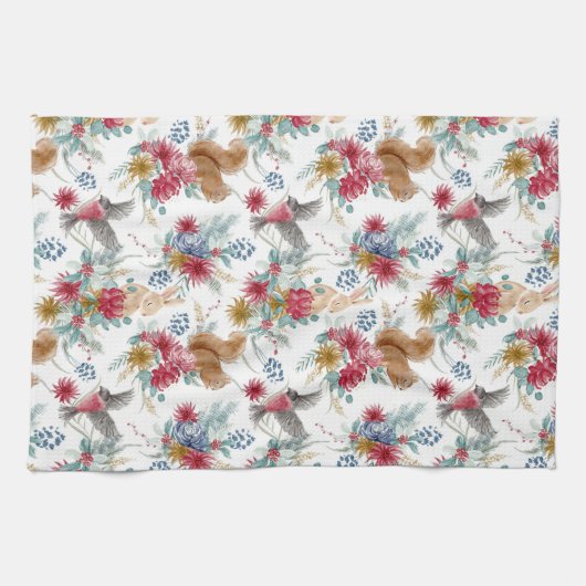 Winter Wonderland Woodland Tiere Weihnachten Geschirrtuch (Horizontal)