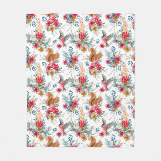 Winter Wonderland Woodland Weihnachtstiere Fleecedecke (Vorderseite)