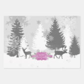 Winter Wonderland Wrapping Paper Sheets Magenta Geschenkpapier Set (Vorderseite 3)