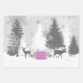 Winter Wonderland Wrapping Paper Sheets Magenta Geschenkpapier Set (Vorderseite 2)