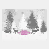 Winter Wonderland Wrapping Paper Sheets Magenta Geschenkpapier Set (Vorderseite)