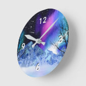 Winter Wonderlights Runde Wanduhr (Winkel)