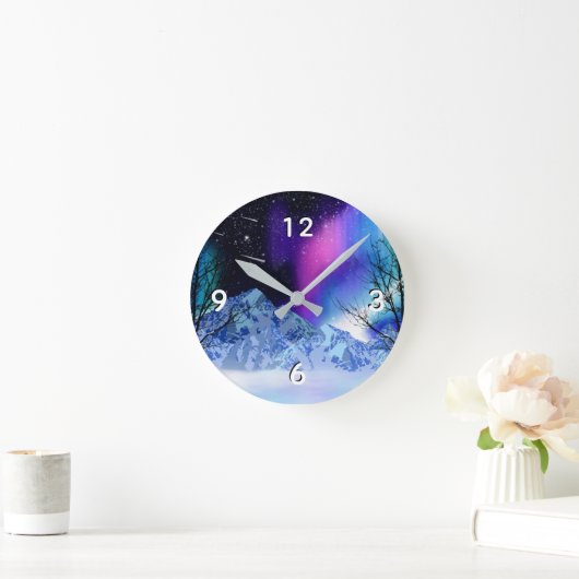 Winter Wonderlights Runde Wanduhr (Zuhause)