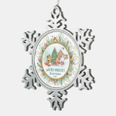 Winter Wonders Forest Friends Personalized Schneeflocken Zinn-Ornament (Rechts)