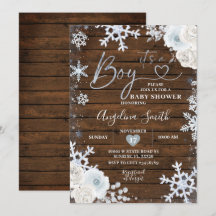 Winter Wood Blue Snowflake Floral Baby Dusche