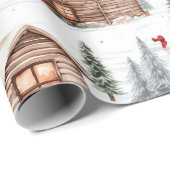 Winter Wood Cabin Weihnachten Geschenkpapier (Rolleneckpunkt)
