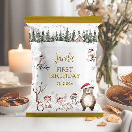 Winter Woodland 1. Geburtstag Chip Beutel Wrapper Flyer