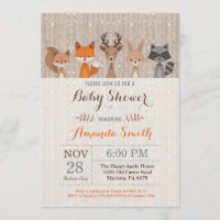 Winter Woodland Animal Baby Dusche Einladung