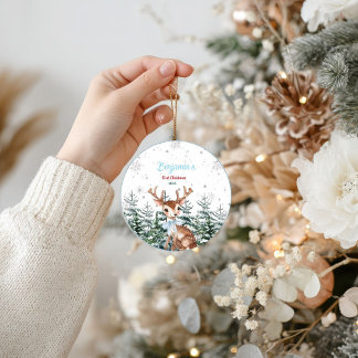 Winter Woodland Animal Baby First birthday  Keramik Ornament