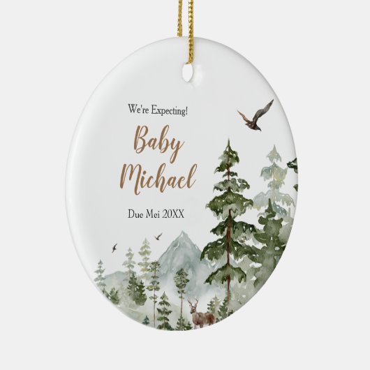 Winter Woodland Animal erwarten wir Eltern Keramik Ornament (Rechts)