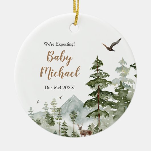 Winter Woodland Animal erwarten wir Eltern Keramik Ornament (Vorne)