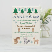 Winter Woodland Animal Theme Einladung (Stehend Vorderseite)