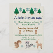 Winter Woodland Animal Theme Einladung (Vorne/Hinten)