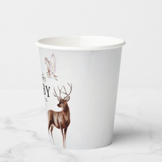 Winter Woodland Animals Aquarell Kinderdusche Pappbecher (Links)