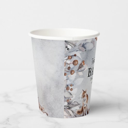 Winter Woodland Animals Aquarell Kinderdusche Pappbecher (Rechts)