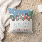 Winter Woodland Animals Baby Birth Stats Kissen (Decke)