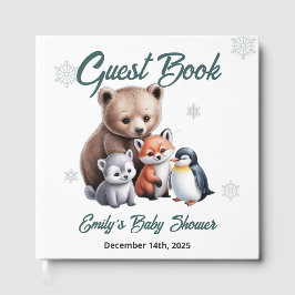 Winter Woodland Animals Baby Showbook Gästebuch