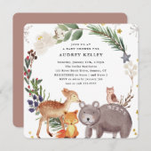 Winter Woodland Animals Baby Showplatz Einladung (Vorne/Hinten)