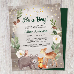 Winter Woodland Animals Baby Sprinkle Einladung