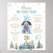 Winter Woodland Animals Birthday Milestone Photo Poster (Vorne)