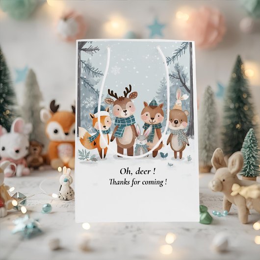 Winter Woodland Animals Birthday Mittlere Geschenktüte