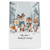 Winter Woodland Animals Birthday Mittlere Geschenktüte (Vorderseite)