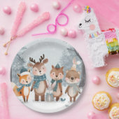 Winter Woodland Animals Birthday Party Pappteller (Party)
