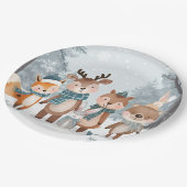 Winter Woodland Animals Birthday Party Pappteller (Schrägansicht)