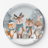 Winter Woodland Animals Birthday Party Pappteller (Vorderseite)