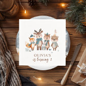 Winter Woodland Animals Birthday Serviette