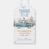Winter Woodland Animals Birthday Thank You Geschenkanhänger (Vorderseite)