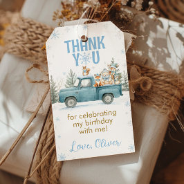 Winter Woodland Animals Birthday Thank You Geschenkanhänger