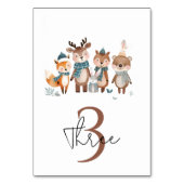 Winter Woodland Animals Birthday Tischnummer (Vorderseite)