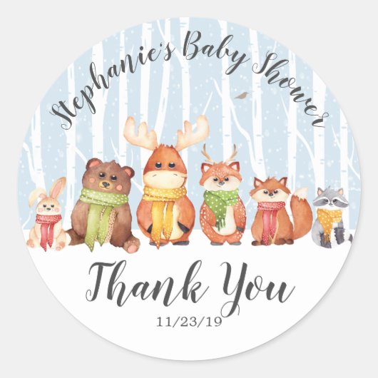 Winter Woodland Animals Boys Dusche Sticker (Vorderseite)