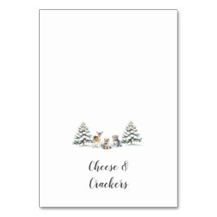 Winter Woodland Animals Dusche Buffet Food Labels Tischnummer