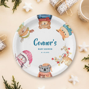Winter Woodland Animals Elegantes Baby Shower Part Pappteller