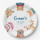 Winter Woodland Animals Elegantes Baby Shower Part Pappteller (Vorderseite)