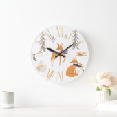 Winter Woodland Animals Folk Art Weihnachten Große Wanduhr (Zuhause)